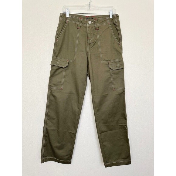 True Religion Women's Military Cargo Pants Straight Kalamata Olive Green Size 26 - Picture 2 of 12